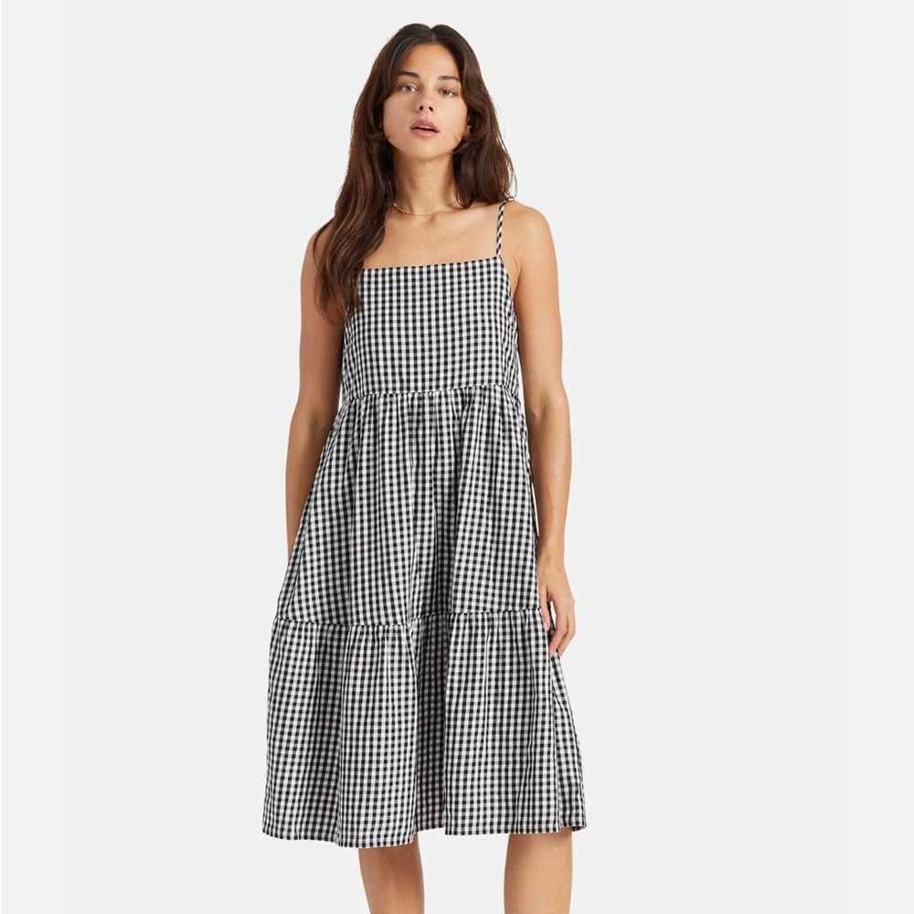 Brixton black gingham tier dress